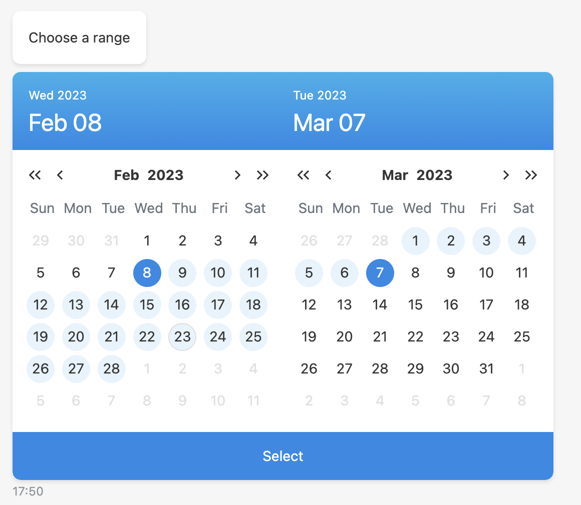 Range of dates